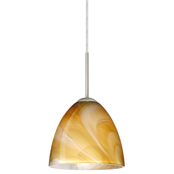 Besa Lighting Vila Cord Pendant, Honey, Satin Nickel Finish, 1x60W Incandescent 1JT-4470HN-SN - main